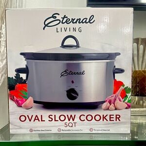 Stainless Steel Oval Slow Cooker - 5QT